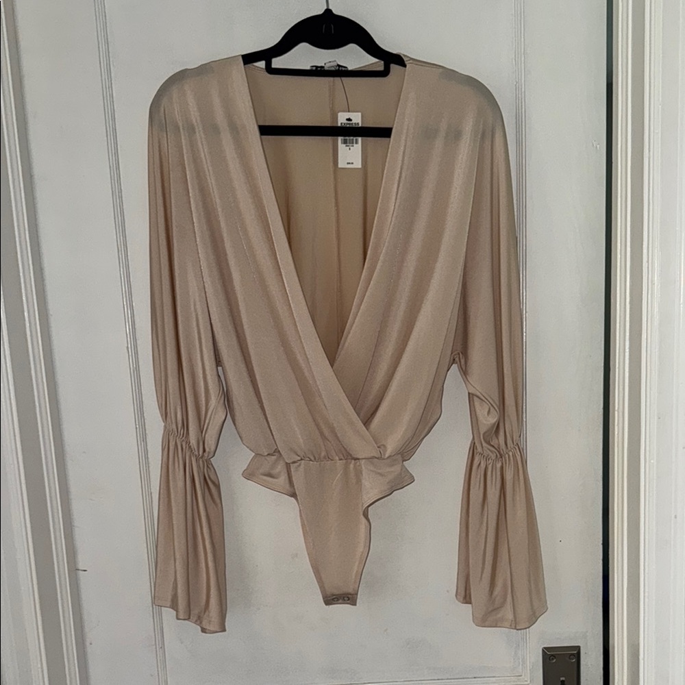 NWT Express Beige Bodysuit with Flared Sleeves